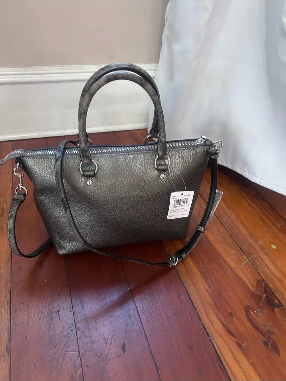Coach Mini Emma Metallic Pebbled Leather Satchel